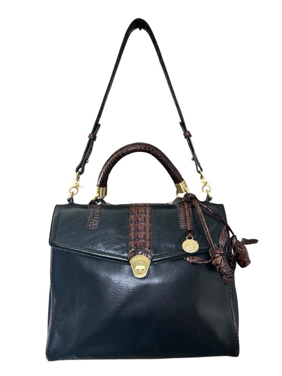 Brahmin Handbags - Brahmin Julia Rose Black Lady Tuscan Satchel Croc Embossed Leather Rare